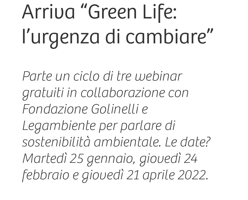 Green Life: l’urgenza di cambiare